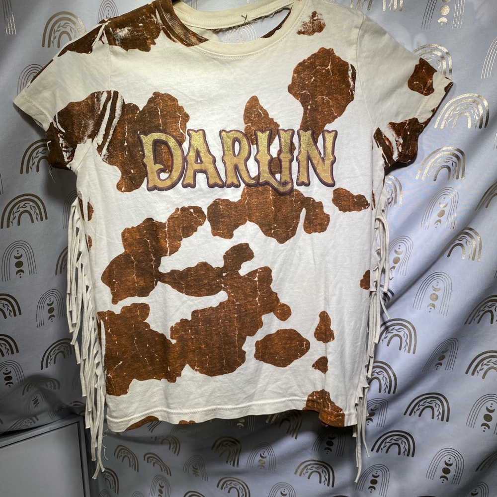 Darun Kids Fringe Tee - Brown and White